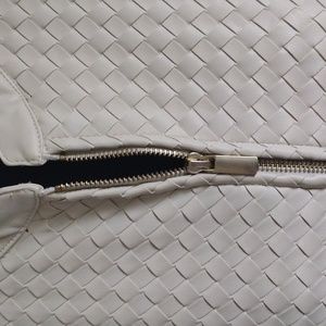 Beautiful off-white Colleen Lopez Faux leather jacket